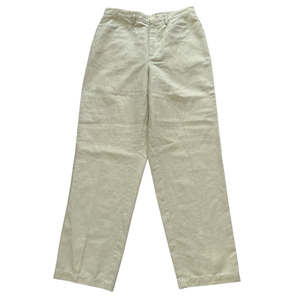 VTG‎ Liz Claiborne Women's Size 12P Pale Green Petite Cotton / Linen Blend Pants